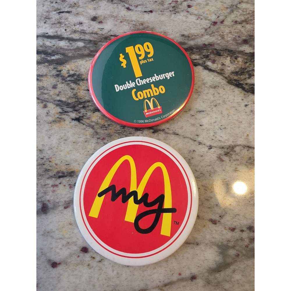 Vintage McDonald's 1996 Double Cheeseburger Combo Pin & My McDonald's Pin